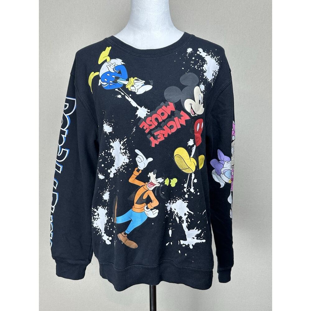 Disney Mickey Mouse & Friends Sweatshirt Black Cotton Blend‎ Graphic